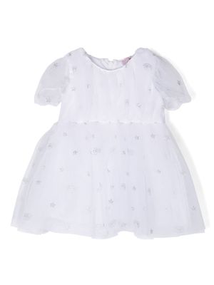 Chiara Ferragni Kids glitter monogram tulle dress - White