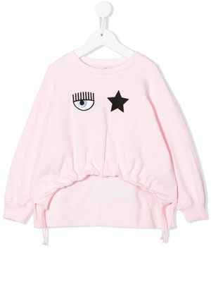 Chiara Ferragni Kids high-low logo-embroidered sweatshirt - Pink