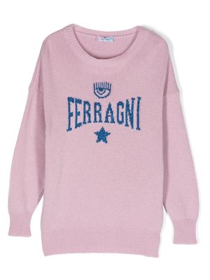Chiara Ferragni Kids intarsia-logo sweatshirt - Pink