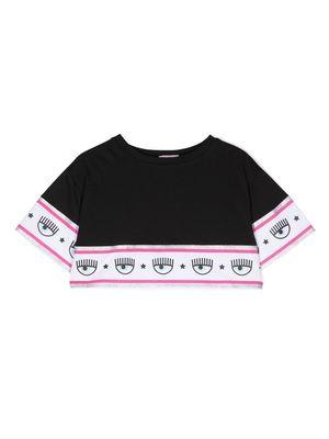 Chiara Ferragni Kids logo-detail cotton T-shirt - Black