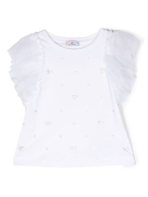 Chiara Ferragni Kids logo-detail cotton top - White