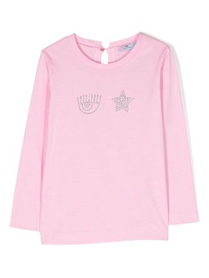 Chiara Ferragni Kids logo-embellished cotton sweatshirt - Pink