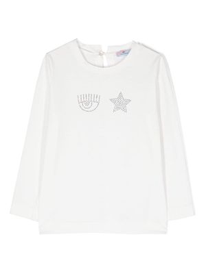 Chiara Ferragni Kids logo-embellished cotton sweatshirt - White