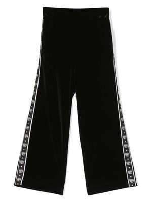 Chiara Ferragni Kids logo-embellished velvet trousers - Black