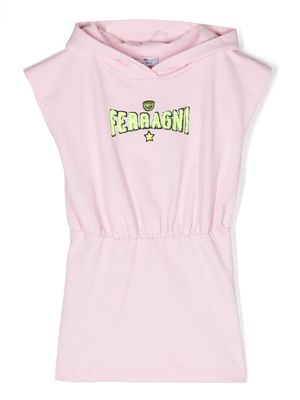 Chiara Ferragni Kids logo-embroidered hooded dress - Pink