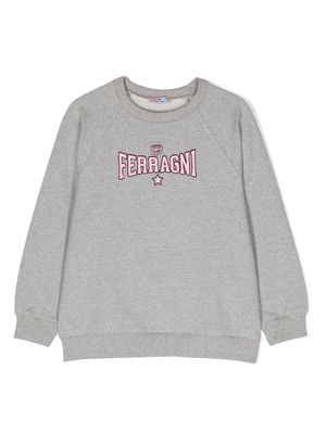 Chiara Ferragni Kids logo-embroidered stretch-cotton sweatshirt - Grey