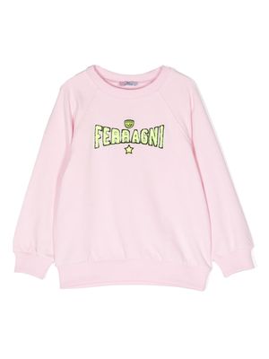 Chiara Ferragni Kids logo-embroidered stretch-cotton sweatshirt - Pink