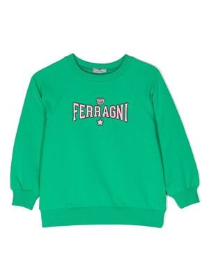 Chiara Ferragni Kids logo-embroidered stretch sweatshirt - Green