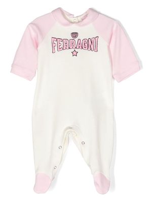 Chiara Ferragni Kids logo embroidered two-tone pyjamas - White