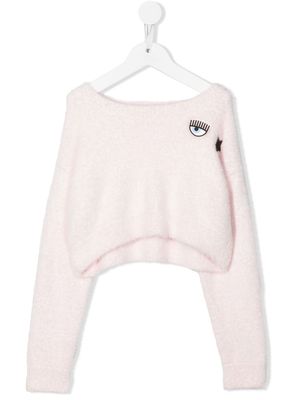 Chiara Ferragni Kids logo-patch terry jumper - Pink