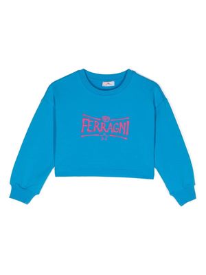Chiara Ferragni Kids logo-print cotton sweatshirt - Blue