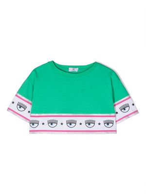 Chiara Ferragni Kids logo-print cotton T-shirt - Green