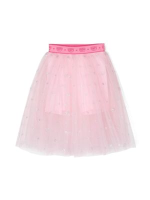 Chiara Ferragni Kids logo-print flared skirt - Pink