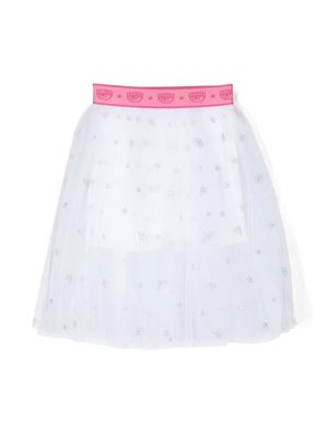 Chiara Ferragni Kids logo-print flared skirt - White