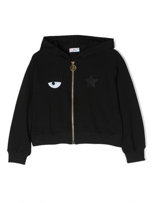 Chiara Ferragni Kids logo-print hooded jacket - Black