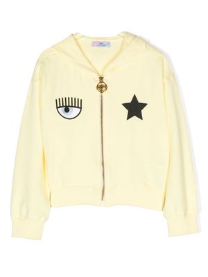 Chiara Ferragni Kids logo-print hooded jacket - Yellow