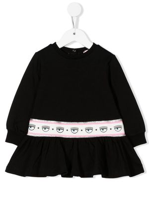 Chiara Ferragni Kids logo-print long-sleeve dress - Black