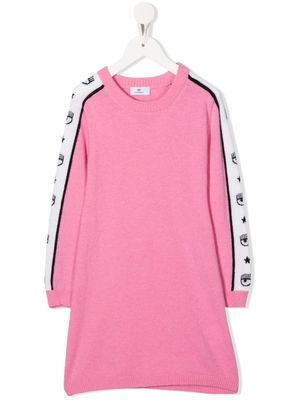 Chiara Ferragni Kids logo-print stripe-detail dress - Pink
