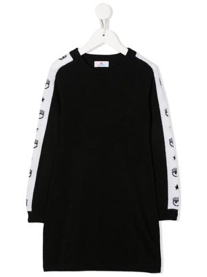 Chiara Ferragni Kids logo-print sweater dress - Black