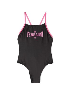 Chiara Ferragni Kids logo-print swimsuit - Black