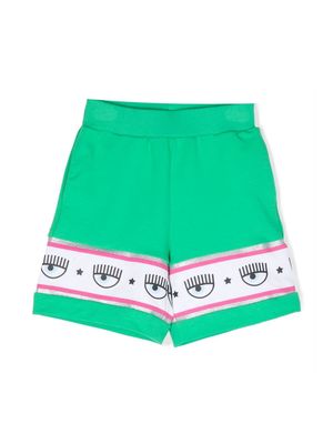 Chiara Ferragni Kids logo tape casual shorts - Green
