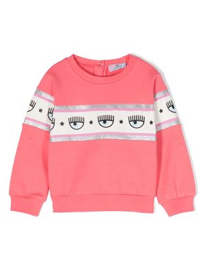 Chiara Ferragni Kids logo-tape stretch-cotton sweatshirt - Pink