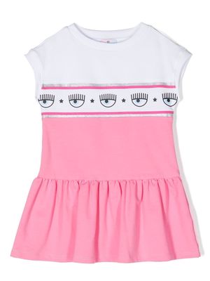 Chiara Ferragni Kids logo-trim detail dress - Pink