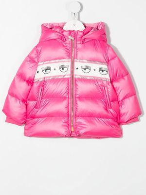 Chiara Ferragni Kids logo-trim padded coat - Pink
