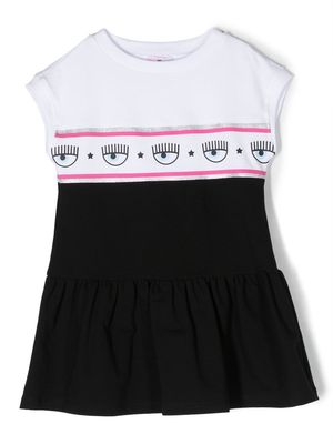 Chiara Ferragni Kids logo-trim short-sleeved dress - Black