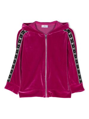 Chiara Ferragni Kids logo-trim zipped hoodie - Pink