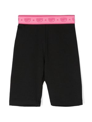 Chiara Ferragni Kids logo-waistband track shorts - Black