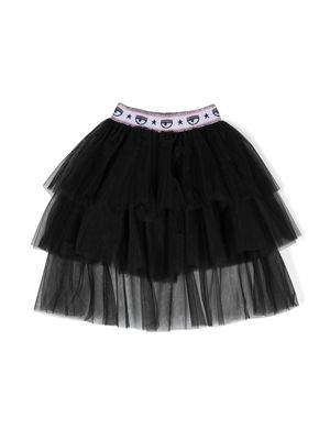Chiara Ferragni Kids logo-waistband tutu skirt - Black