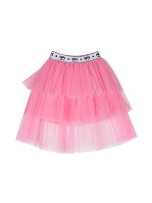 Chiara Ferragni Kids logo-waistband tutu skirt - Pink