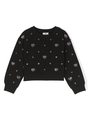 Chiara Ferragni Kids rhinestone embellished sweatshirt - Black