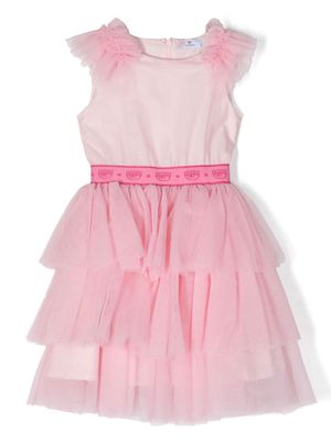 Chiara Ferragni Kids ruffled logo dress - Pink