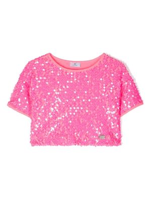 Chiara Ferragni Kids sequins shortsleeved top - Pink