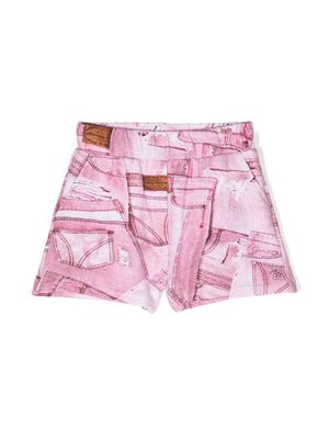 Chiara Ferragni Kids St. Denim graphic-print shorts - Pink