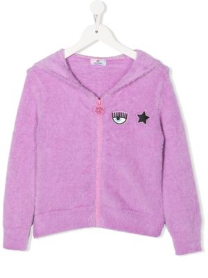 Chiara Ferragni Kids terry-effect zip-up hoodie - Purple