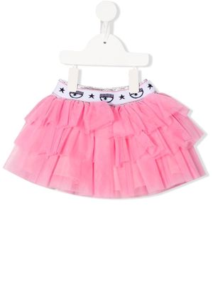Chiara Ferragni Kids tiered cotton tulle tutu skirt - Pink