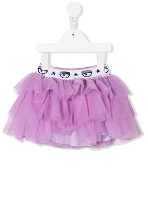 Chiara Ferragni Kids tiered cotton tulle tutu skirt - Purple