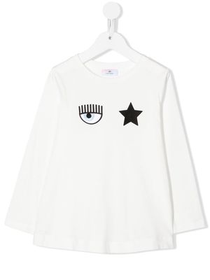 Chiara Ferragni Kids Wink logo-embroidered long-sleeve T-shirt - White