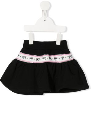 Chiara Ferragni Kids Wink logo-tape flared skirt - Black
