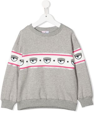 Chiara Ferragni Kids Wink logo-tape sweatshirt - Grey