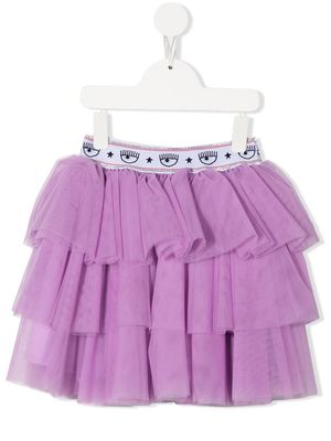 Chiara Ferragni Kids wink-waistband tulle dress - Purple