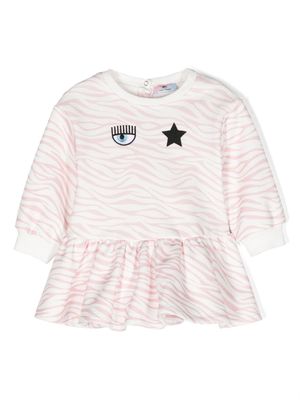 Chiara Ferragni Kids zebra-print ruffle-hem dress - Pink