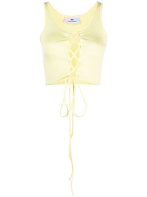 Chiara Ferragni lace-up sleeveless crop top - Yellow