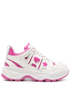 Chiara Ferragni logo-appliqué leather sneakers - White