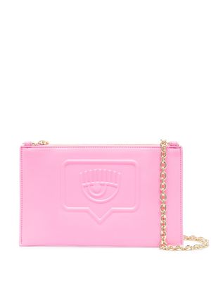 Chiara Ferragni logo-embossed chain-link clutch bag - Pink