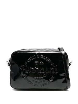 Chiara Ferragni logo-embossed high-shine crossbody bag - Black