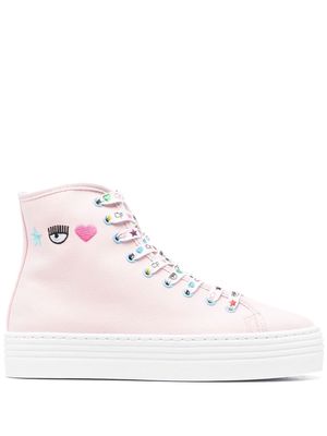 Chiara Ferragni logo-embroidered high-top sneakers - Pink
